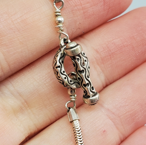 Sterling Blue Topaz Scrolled Snake Chain Necklace - Picture 5 of 7